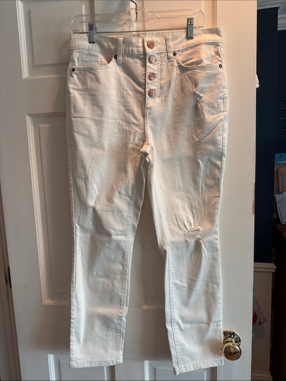 LC Lauren Conrad White Skinny High-Rise Button-Fly Jeans